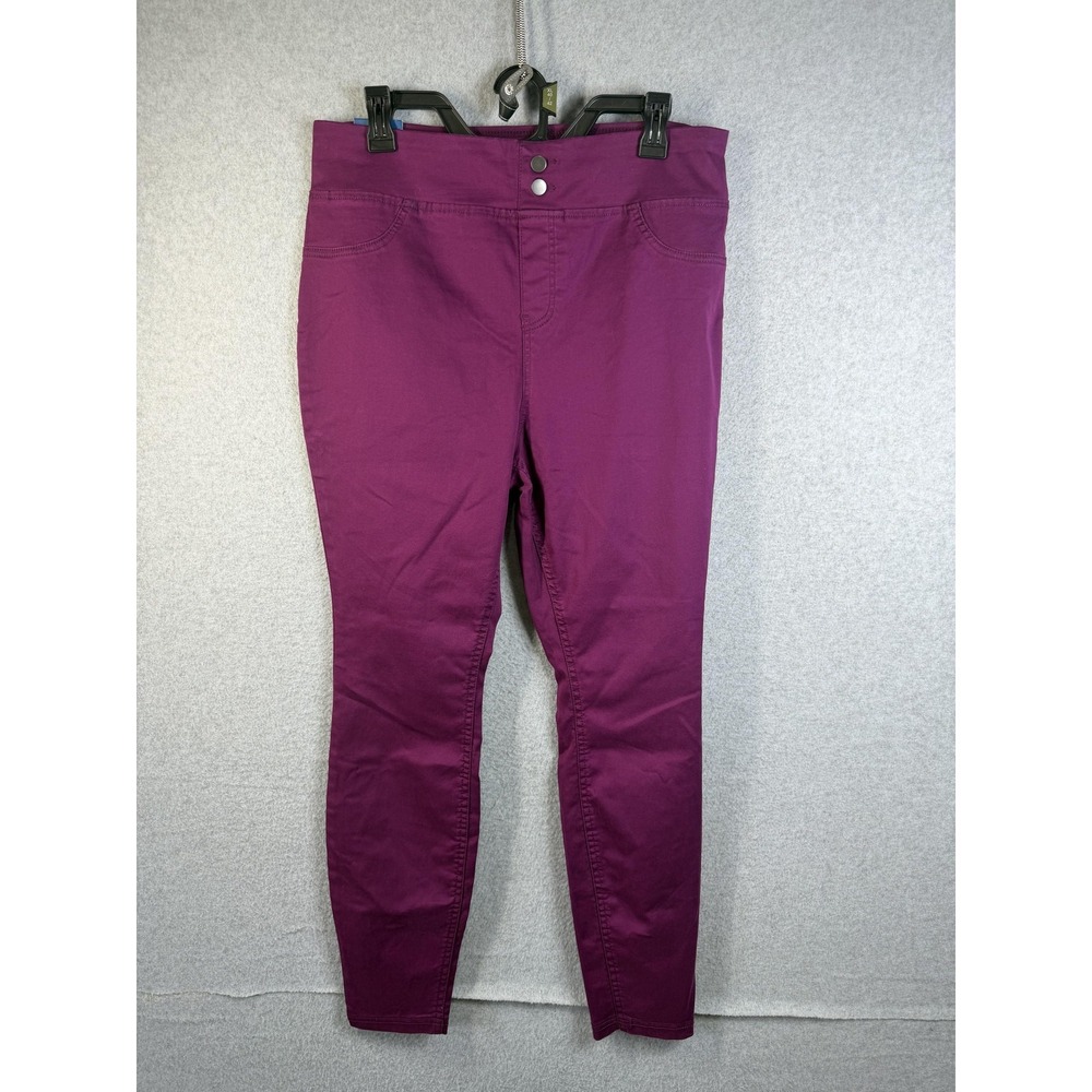 Terra & Sky Jeggings Womens 0X Purple Skinny Mid Rise Plus Stretch Twill Pockets